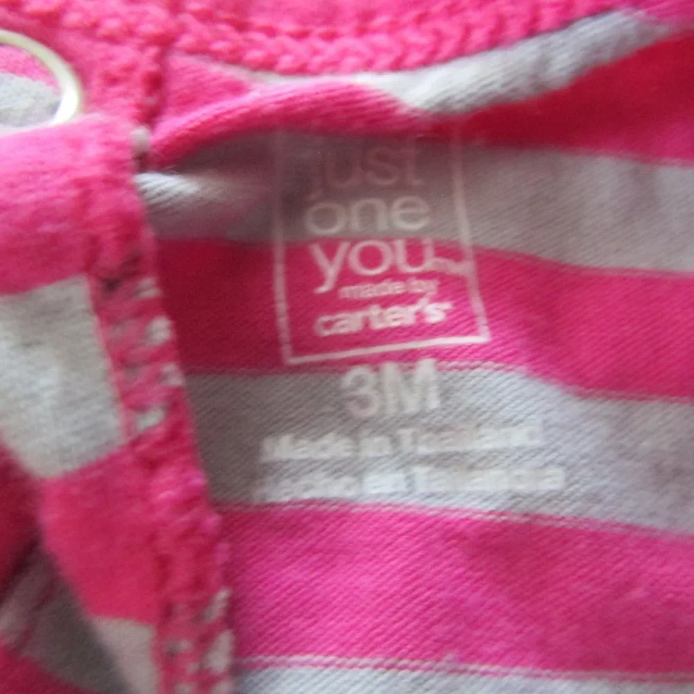 Carters‎ Just One You Ruffle Shirt Infant Girls 3M Pink Striped Long Sleeve Top